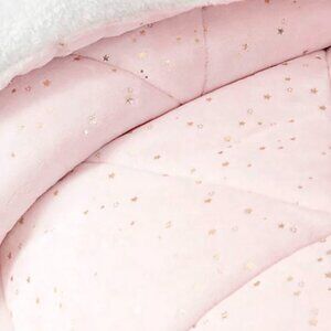 UGG Maisie Full/ Queen Size Blanket Comforter Pink W/ Gold Stars & White Sherpa